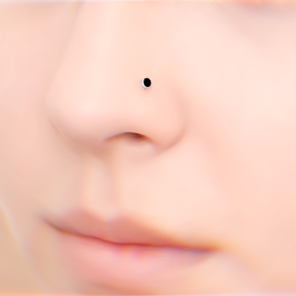 925 Sterling Silver 3mm Black Onyx Gemstone Nose Ring or Cartilage Stud Earring - Picture 4 of 11